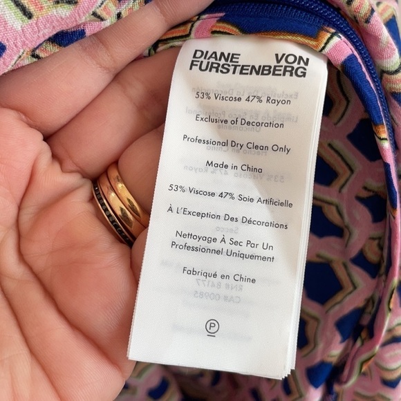 Diane Von Frustenberg Pink blue Draco Abstract print  3/4 sleeve dress 4 NWT - Picture 8 of 10